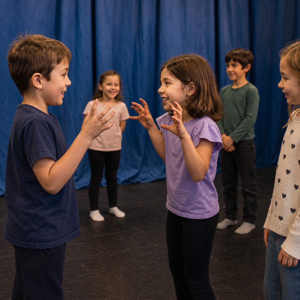 Bambini durante un laboratorio teatrale